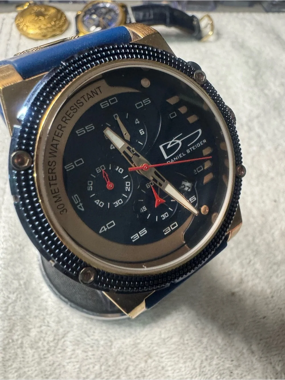 Men's Navy and Gold Chronograph Watch